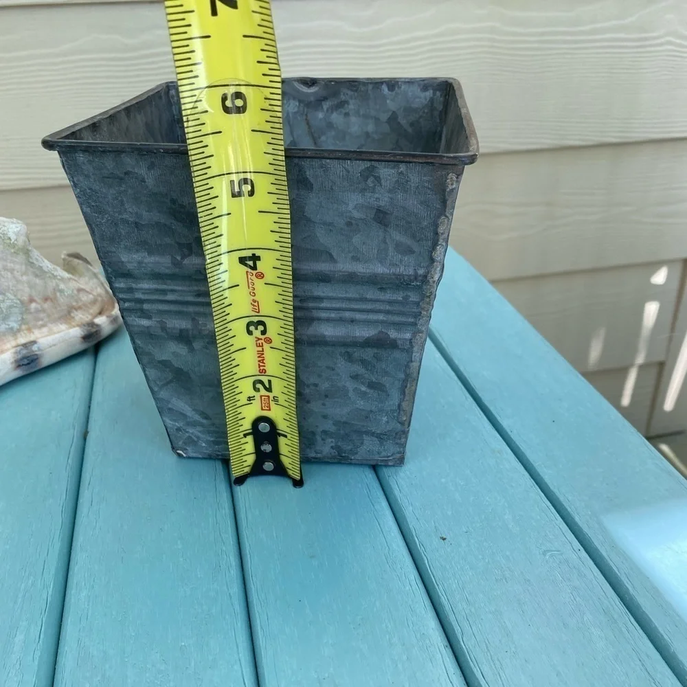 Galvanized Metal Container 5.5” square, 5.5” tall, 4” square bottom. - Picture 5 of 7